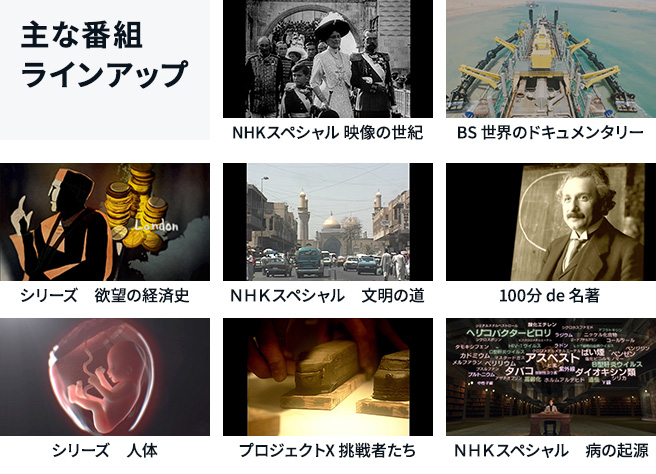 NHKスペシャルや100分de名著などの主な番組ラインナップ